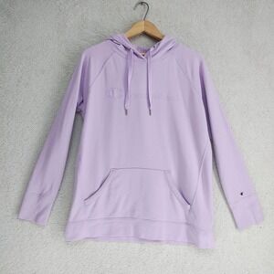Champion Hoodie L Lavender Embroidered Script Pullover 60% Cotton 40% Polyester